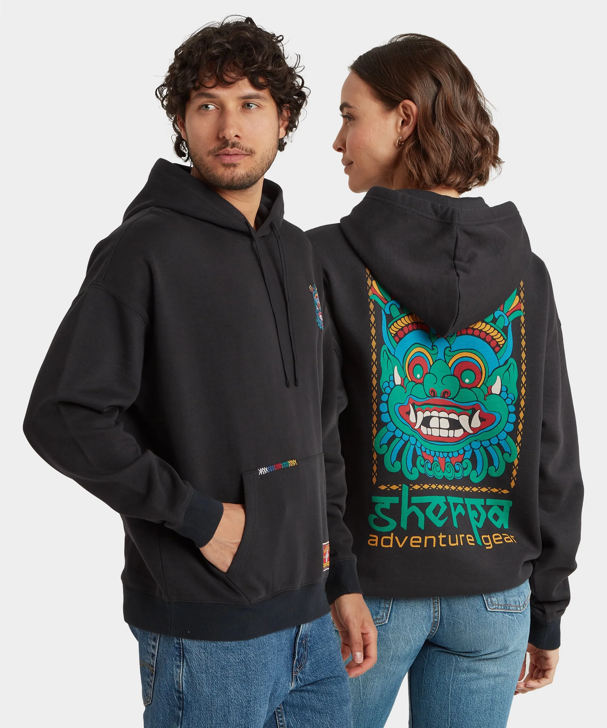 Unisex Tarcho Mask Hoodie - Black - Image 2