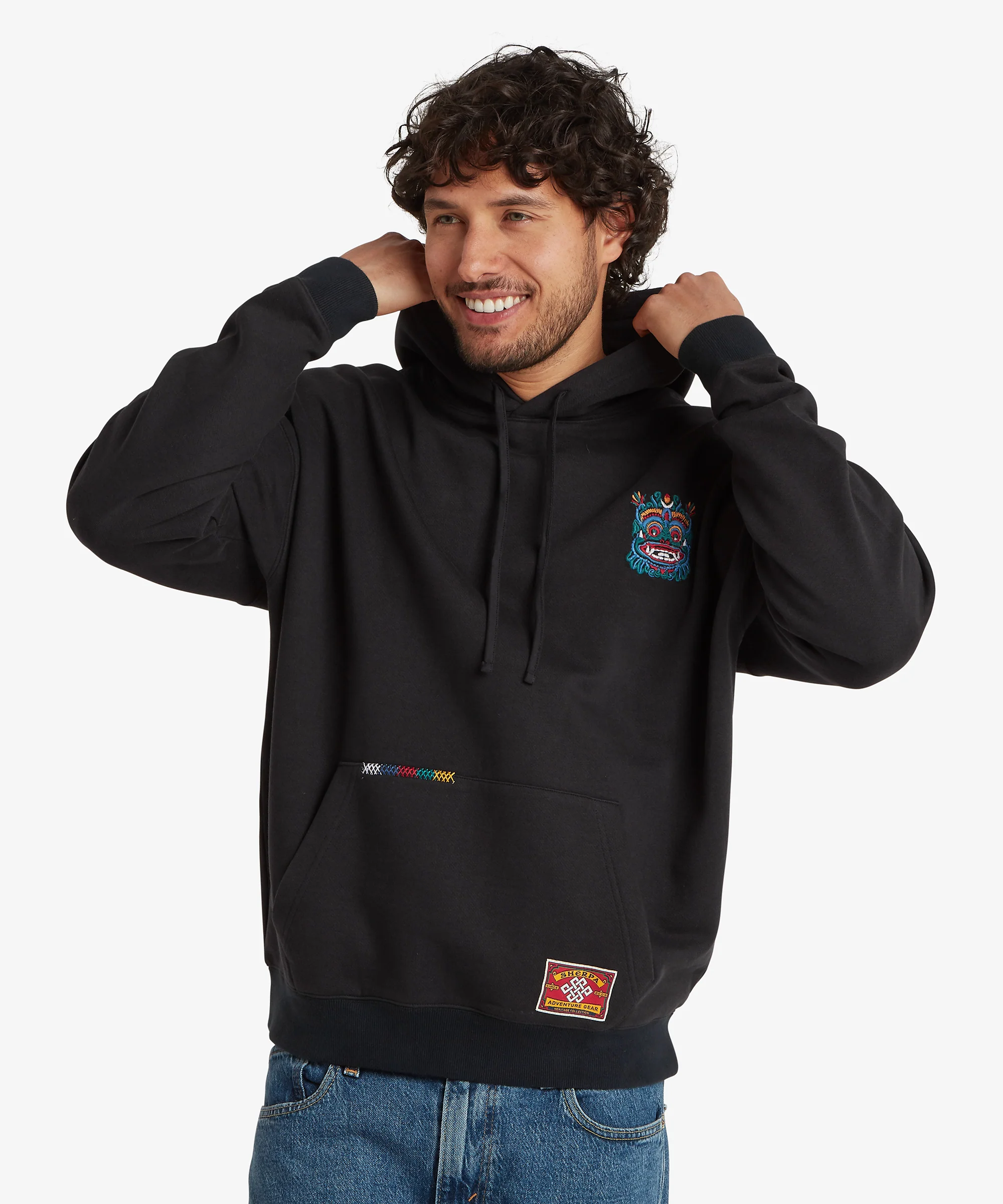 Unisex Tarcho Mask Hoodie - Black - Image 3