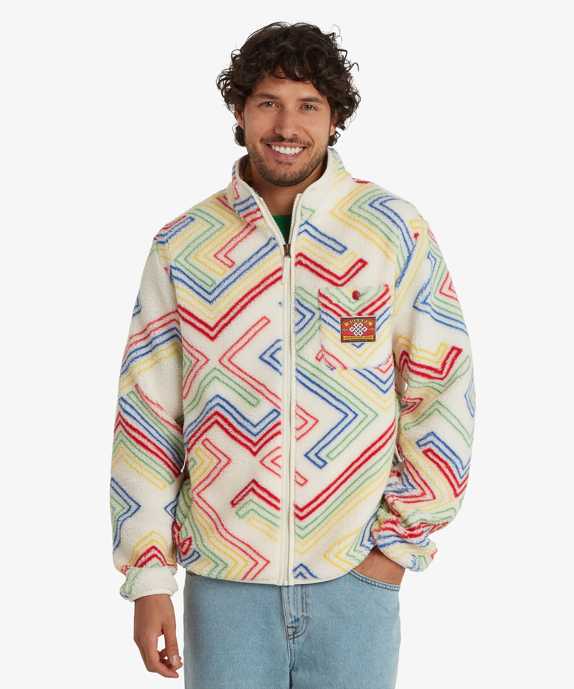 Tarcho Printed Full Zip Fleece - Peetho Geo Stripes - Image 3