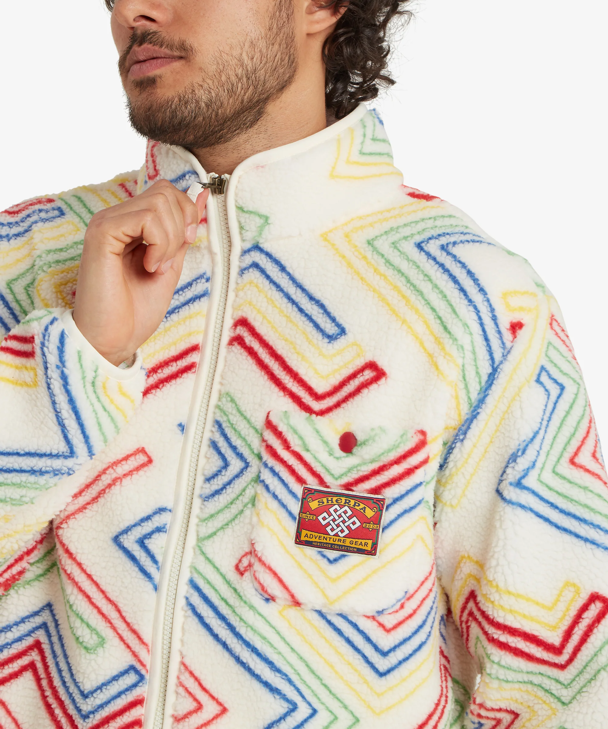 Tarcho Printed Full Zip Fleece - Peetho Geo Stripes - Image 9