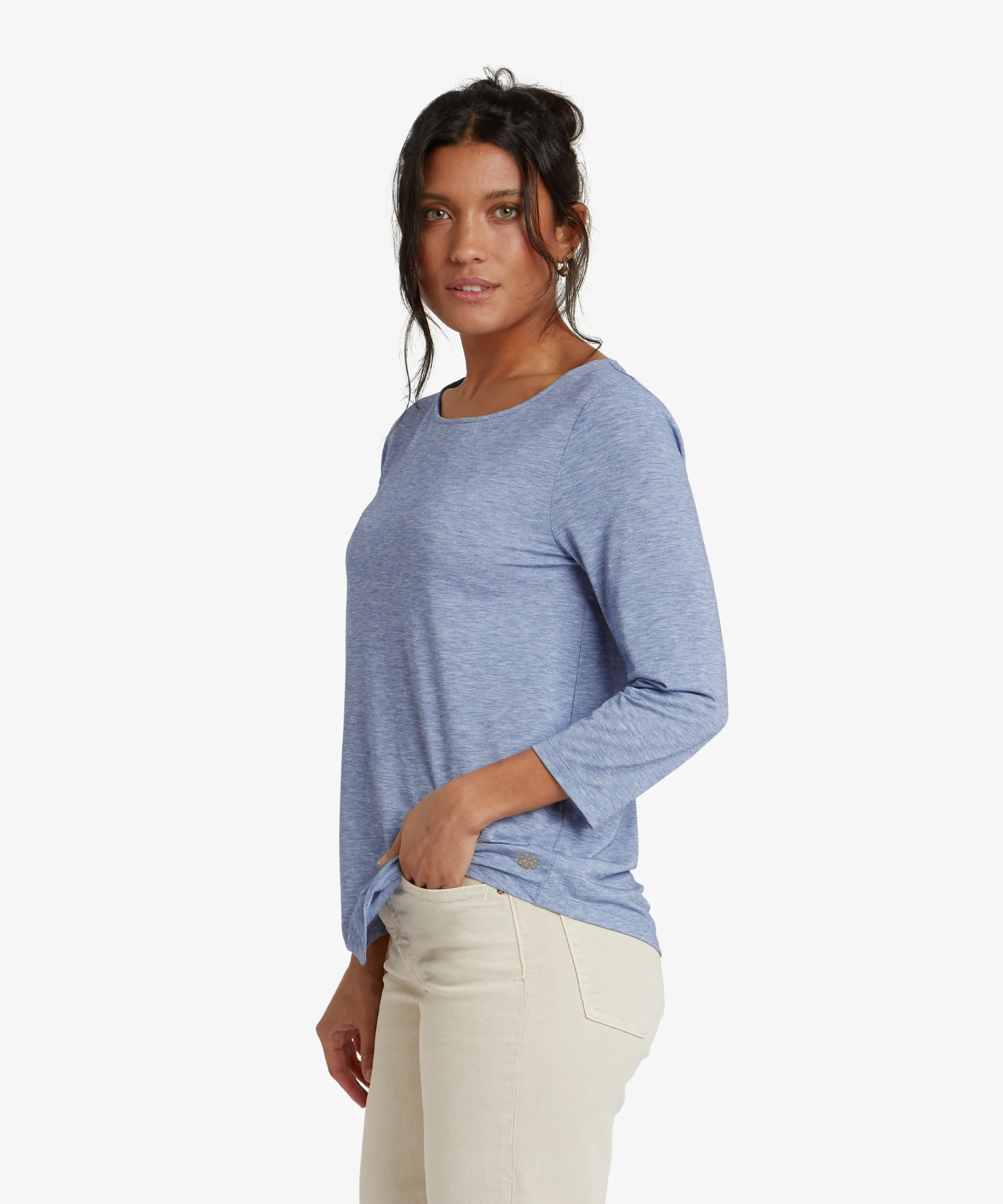 Asha 3 Quarter Sleeve Top - Seaport Blue - Image 4