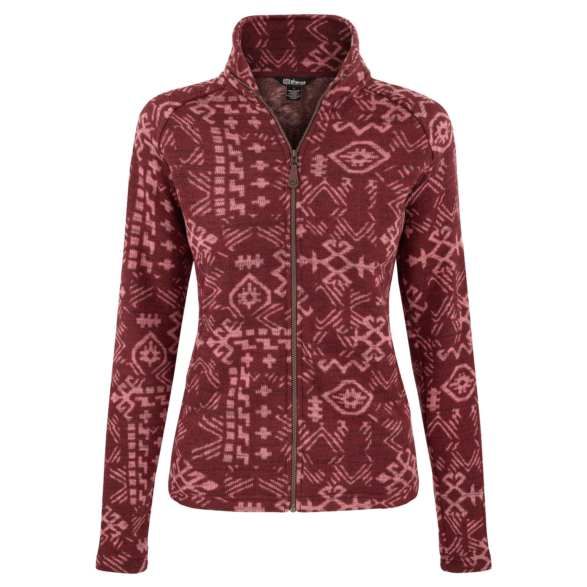 Bhutan Full Zip Jacket - Beet Red Abstract