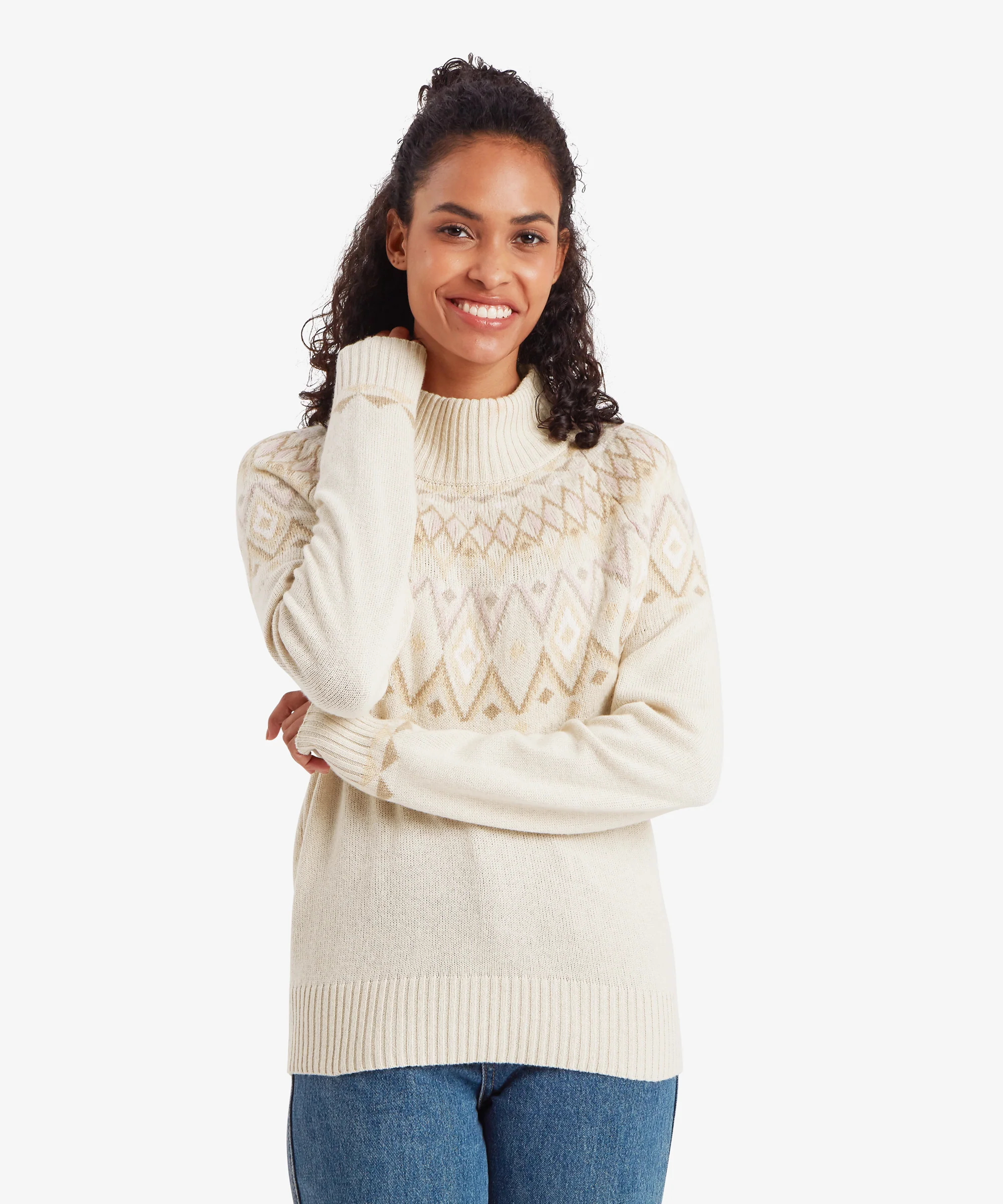 Indu Mock Neck Sweater - Ecru - Image 2