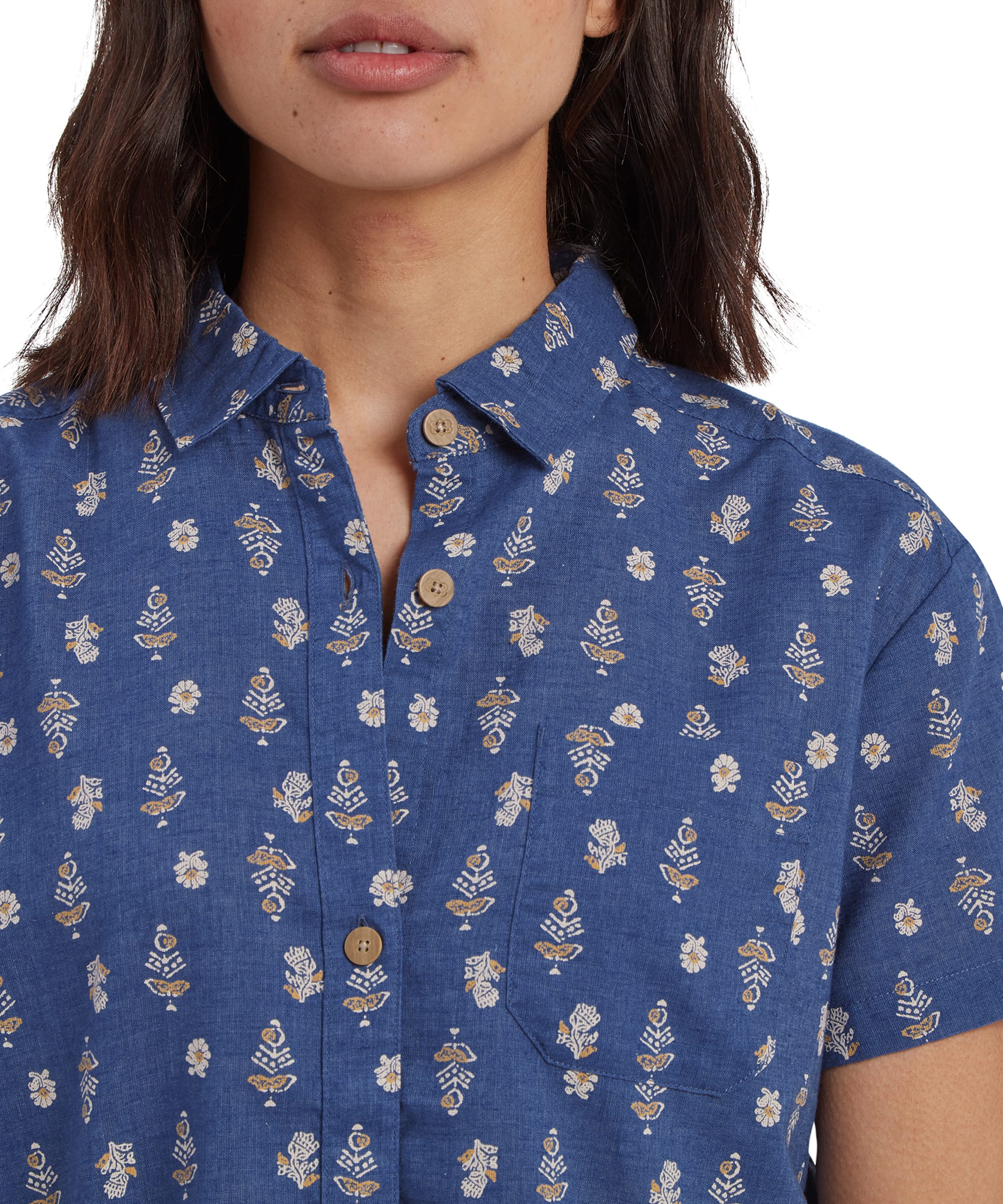 Jaya Camp Shirt - Seaport Blue Indi Blossom - Image 6
