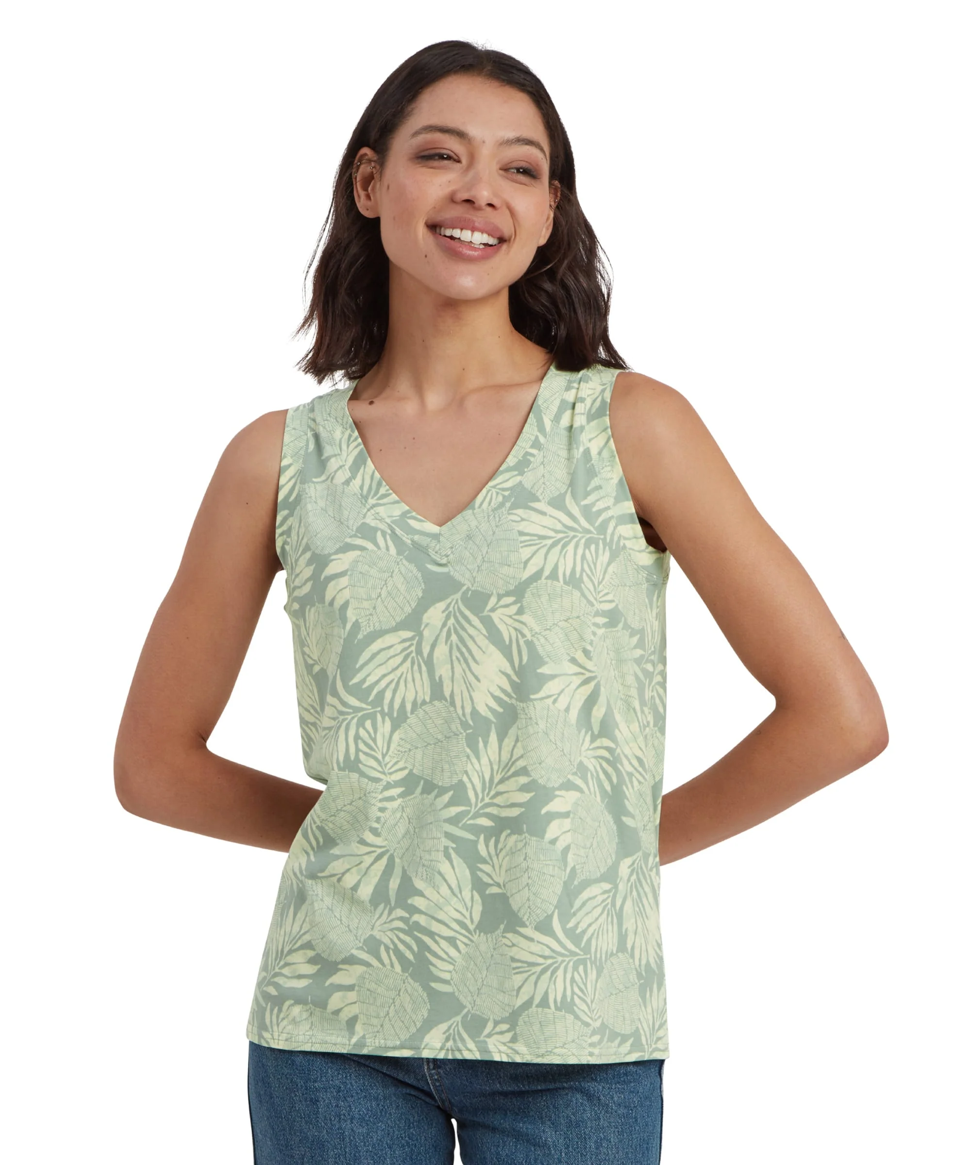 Neha V-Neck Tank Top - Celery Bhodi Leaf - Image 2